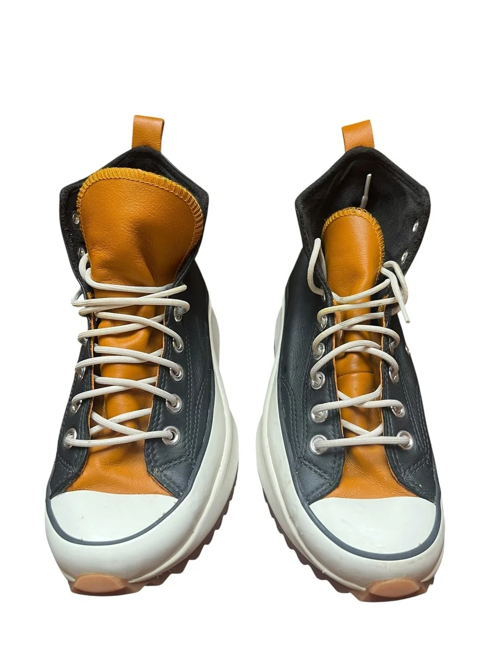 Converse Run Star Hike Leather Platform High Top Sneakers Shoes 8.5 Black Amber